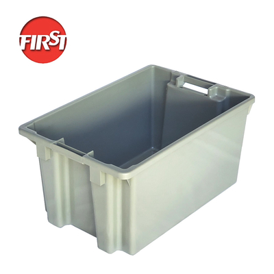 購入 600*395*300mm 超市用重用プラスチック箱 積み立てられ耐久性 オンライン製造