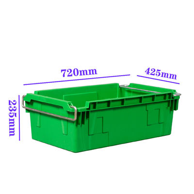 購入 工業用 スタック&ネスト 金属のスウィングアーム付きプラスチック箱 45L PP収納箱 720×425×235mm OEMメーカー オンライン製造