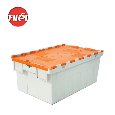 購入 600*400*265mm PP 積み立てられる 固定蓋と保管用 プラスチック製の移動箱 オンライン製造