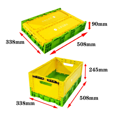 購入 重用色プラスチック収納箱 PP型 折りたたみ 508x338x100mm オンライン製造