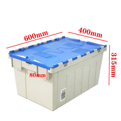購入 重用プラスチック移動箱 蓋付き 再利用可能なPP 消化可能なプラスチック箱 600*400*315mm オンライン製造